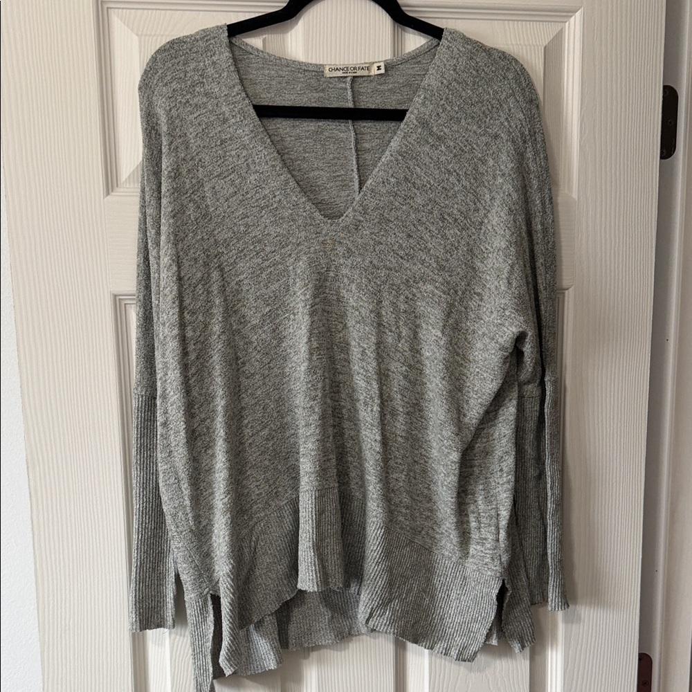 Chance or Fate Gray V-Neck Sweater